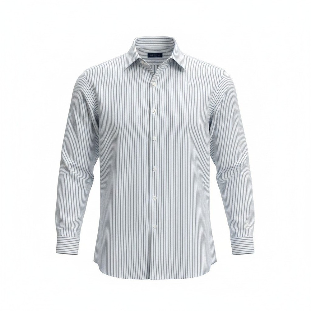 Jos. A. Bank Traveler Collection Mens Blue White Striped Cotton Dress Shirt 18.5